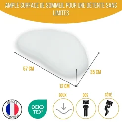 Oreiller ergonomique en forme de nuage - mousse à mémoire de forme - 57x35x12 - INPHYSIO
