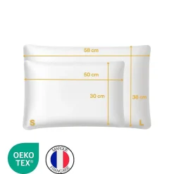 Oreiller extra plat pour personnes qui dorment sur le ventre s et taie en satin extra 50x30x5,5