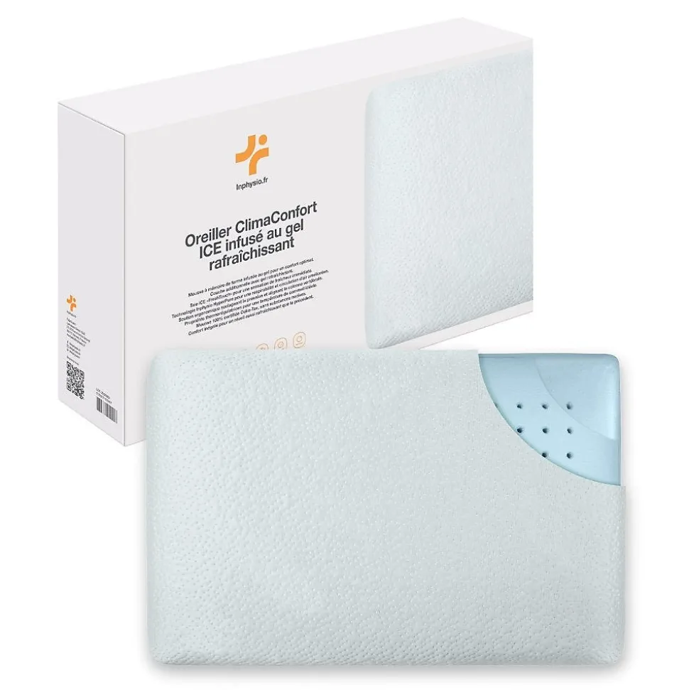 Oreiller infusé au gel rafraîchissant - 60x40 - ClimaConfort ICE