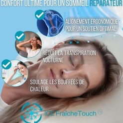 Oreiller infusé au gel rafraîchissant - 60x40 - ClimaConfort ICE