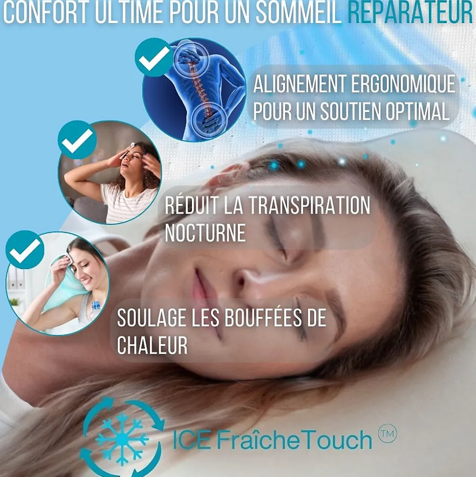 Oreiller infusé au gel rafraîchissant - 60x40 - ClimaConfort ICE