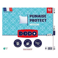 Oreiller médium DODO 50x70 cm - Protection anti punaise, anti acarien - 550 gr - Blanc - Fabriqué en France