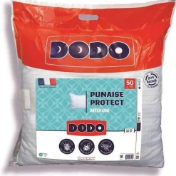 Oreiller médium DODO 50x70 cm - Protection anti punaise, anti acarien - 550 gr - Blanc - Fabriqué en France