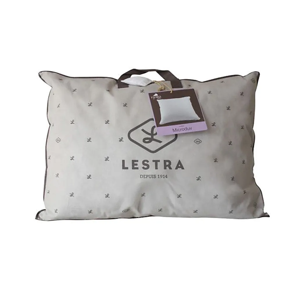 Oreiller Microduv Lestra Mi-ferme coton satiné carreaux