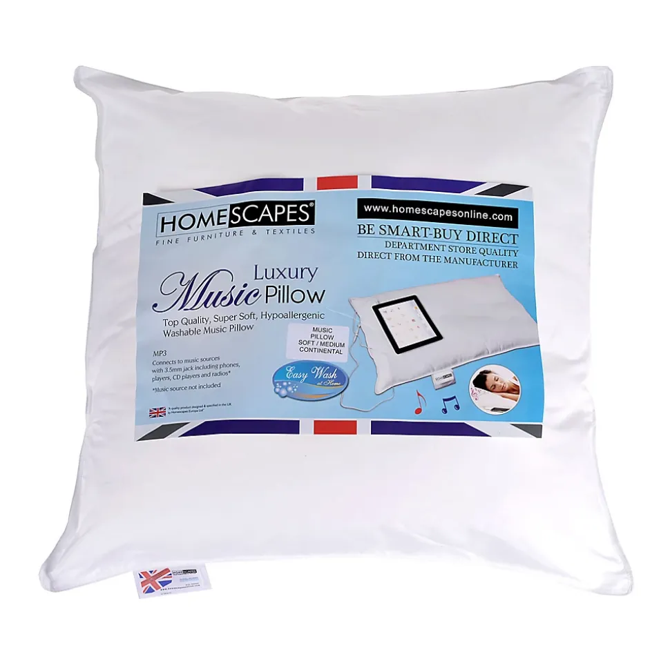 Oreiller musical synthétique microfibre confort moelleux blanc 65 x 65 cm - HOMESCAPES