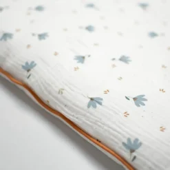 Oreiller plat réversible en gaze de coton Bleuet