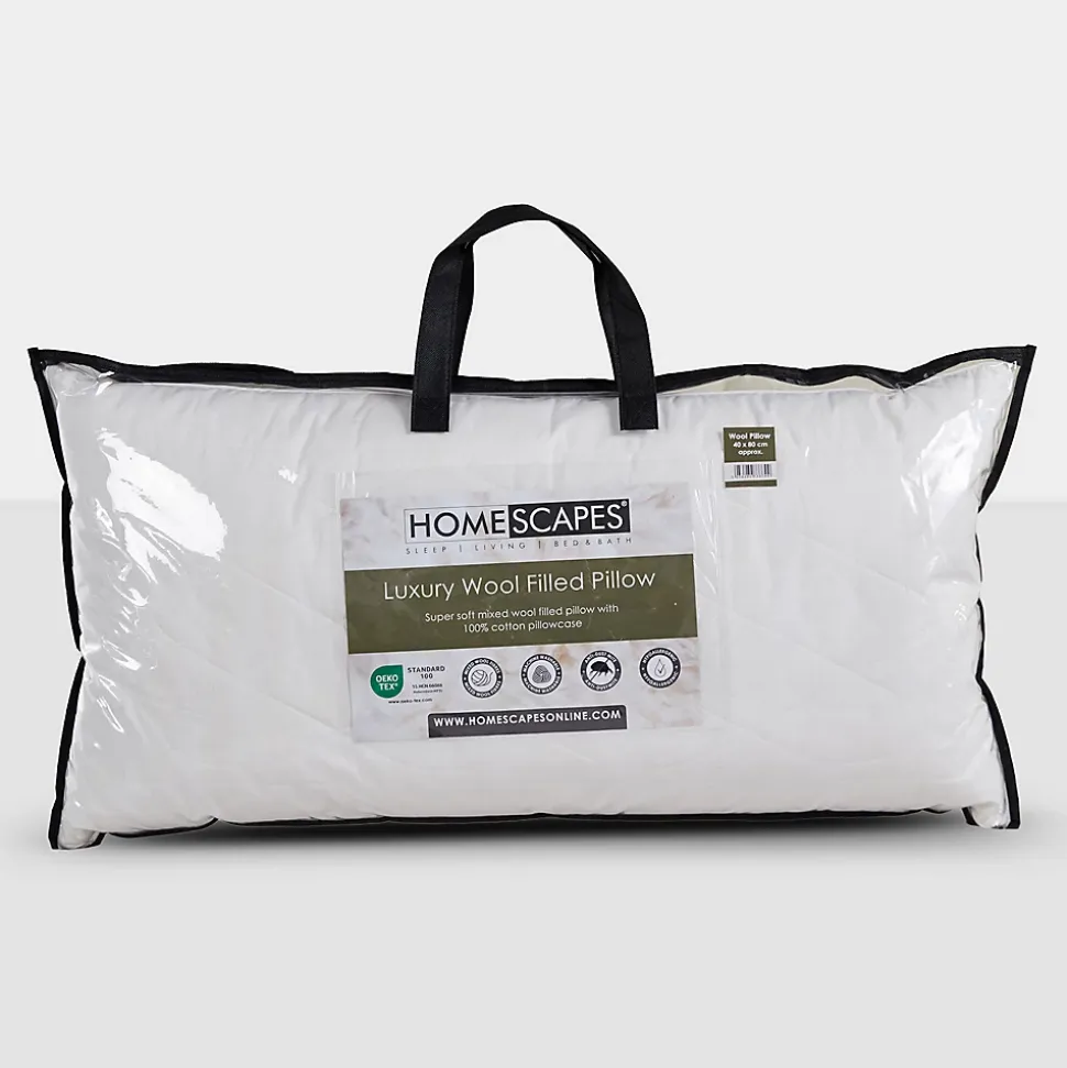 Oreiller rectangulaire en laine, 40 x 80 cm - HOMESCAPES