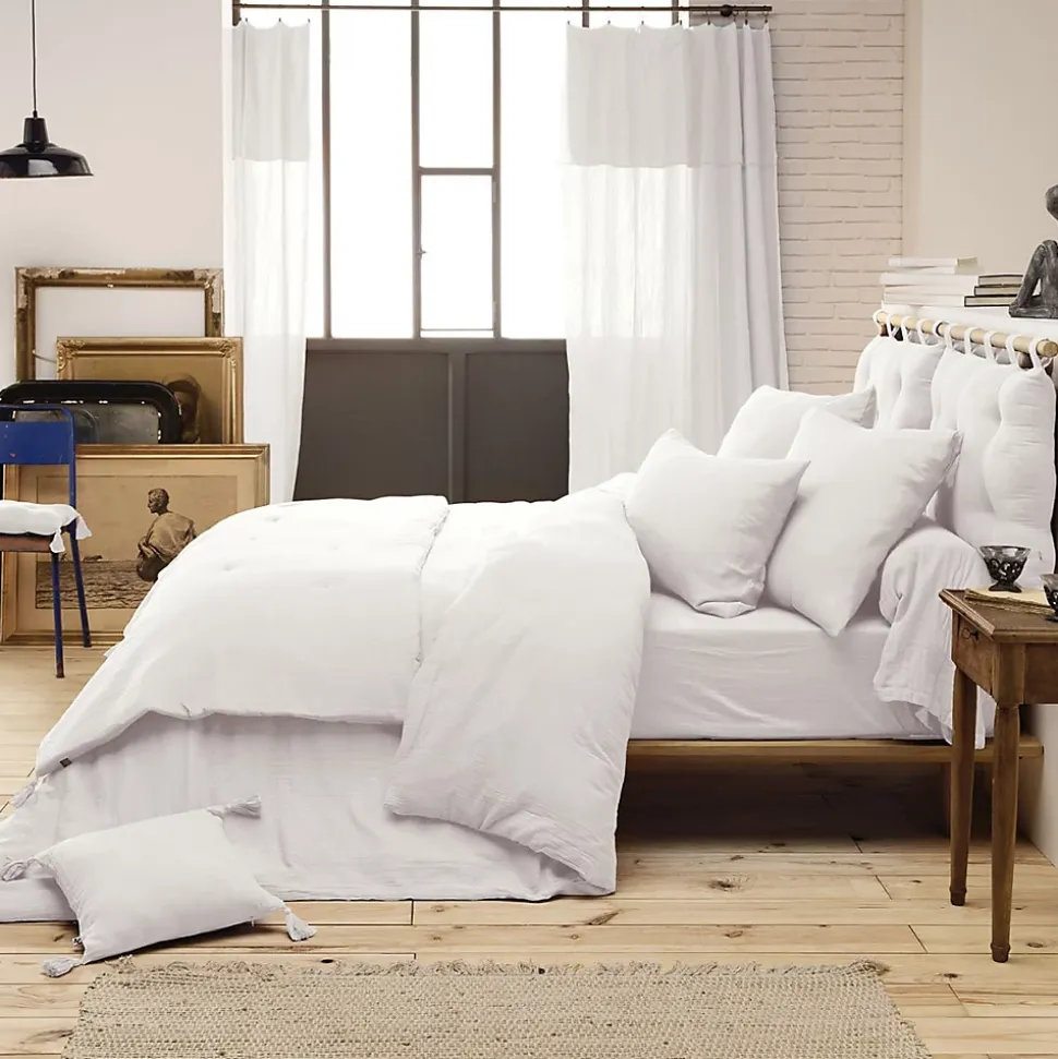 OUREA - Chemin de Lit 90x200cm Capitonné Gaze de Coton Chantilly