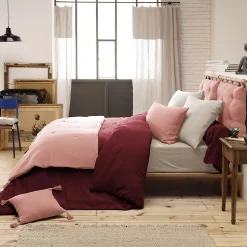 OUREA - Chemin de Lit 90x200cm Capitonné Gaze de Coton Guimauve