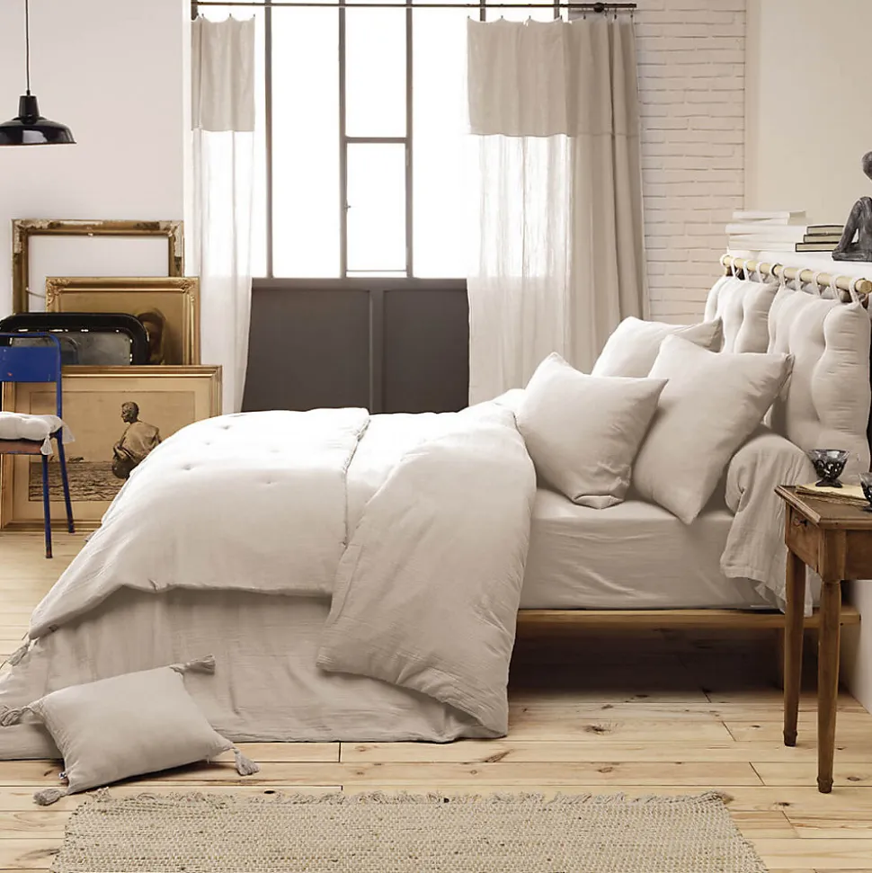 OUREA - Chemin de Lit 90x200cm Capitonné Gaze de Coton Pampa