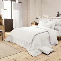 OUREA - Couvre-pied 150x150cm Capitonné Gaze de Coton Chantilly