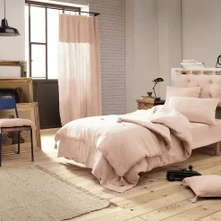 OUREA - Couvre-pied 150x150cm Capitonné Gaze de Coton Guimauve