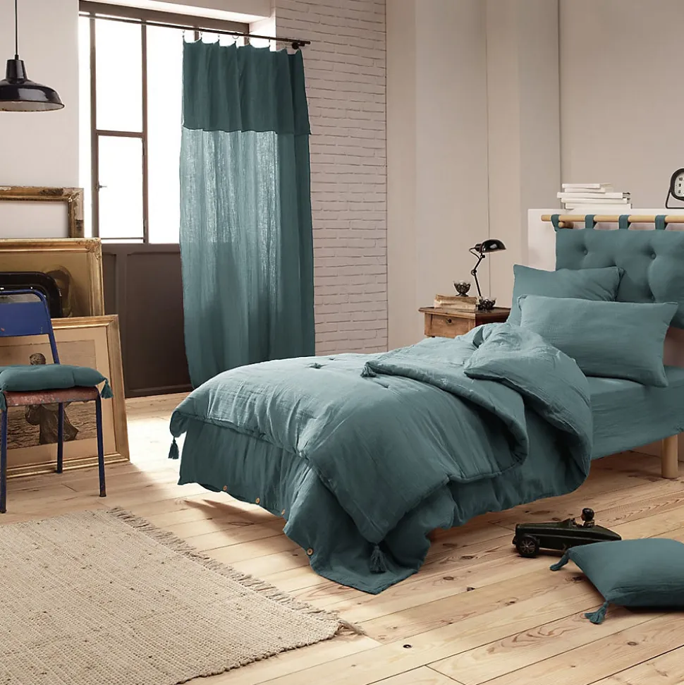 OUREA - Couvre-pied 150x150cm Capitonné Gaze de Coton Canard