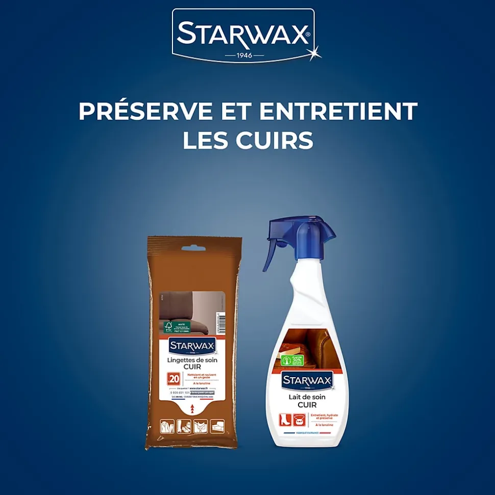 Pack 18 lingettes de soin cuir Starwax