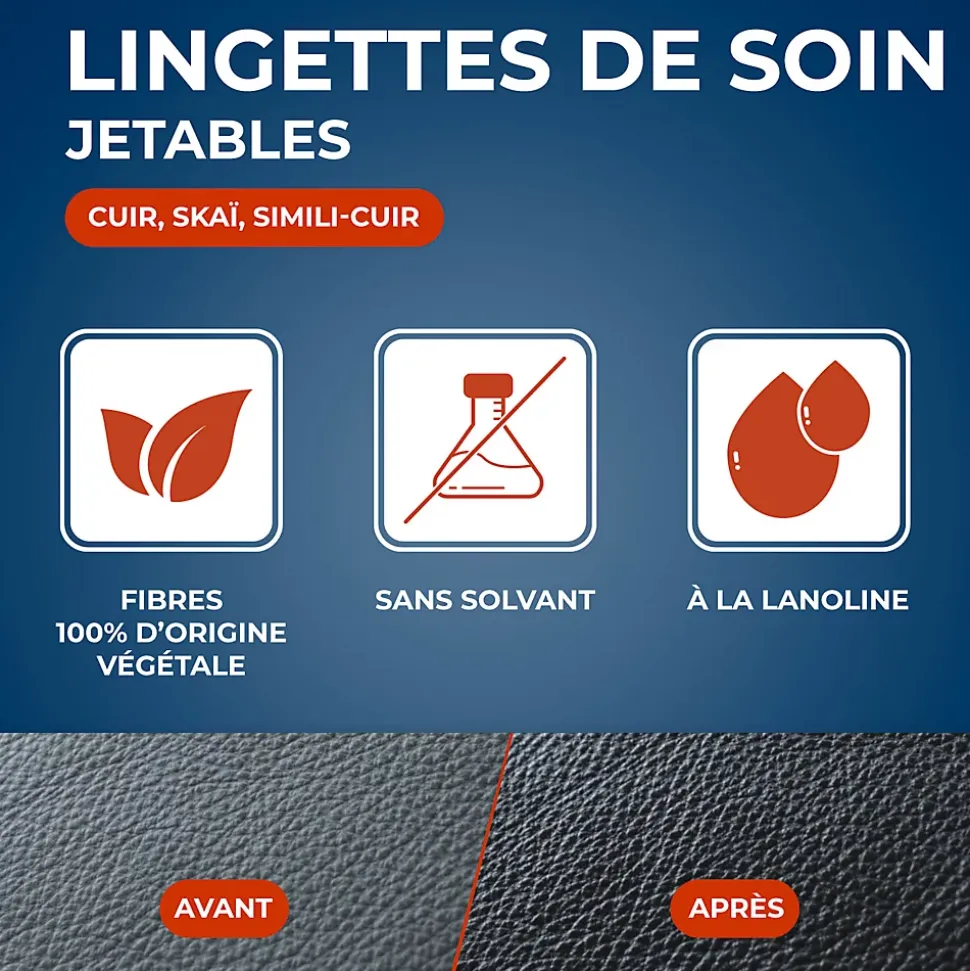 Pack 18 lingettes de soin cuir Starwax