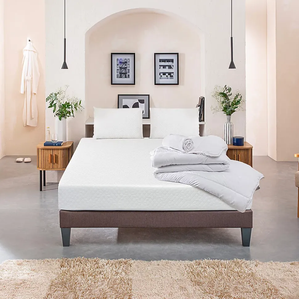 Pack Absolu 160x200 cm Matelas Mousse + Sommier Bois + Accessoires