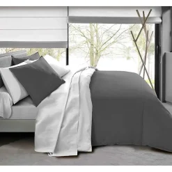 Pack complet 6 pièces Anthracite/Blanc réversible housse de couette pour lit 180 x 200 cm "King size"