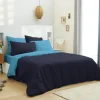 Pack complet 6 pièces Marine/Turquoise réversible housse de couette pour lit 180 x 200 cm "King size"