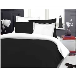 Pack complet 6 pièces Noir/Blanc réversible housse de couette pour lit 160 x 200 cm