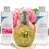 Pack économique Lampe Catalytique Mosaïque Doré + Parfum Bed of Roses (500 ml) + Nettoyant Neutre (200 ml) + Mèche de Rechange