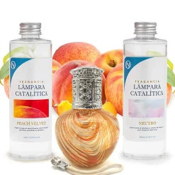 Pack économique Lampe Catalytique Orange Waves + Parfum Peach Velvet (500 ml) + Nettoyant Neutre (200 ml) + Mèche de Rechange