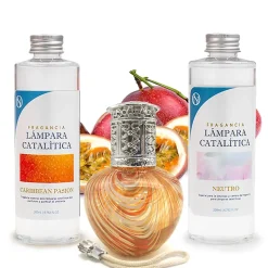 Pack économique Lampe Catalytique Orange Waves + Parfum Caribbean Passion (500 ml) + Nettoyant Neutre (200 ml) + Mèche de Rechange