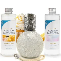 Pack économique Lampe Catalytique Mosaïque Blanc + Parfum Lemon Cake (500 ml) + Nettoyant Neutre (200 ml) + Mèche de Rechange