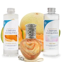 Pack économique Lampe Catalytique Orange Waves + Parfum Waikiki Melon (200 ml) + Nettoyant Neutre (200 ml) + Mèche de Rechange