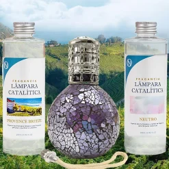 Pack économique Lampe Catalytique Mosaïque de minuit + Provence Breeze (500 ml) + Nettoyant Neutre (200 ml) + Mèche de Rechange