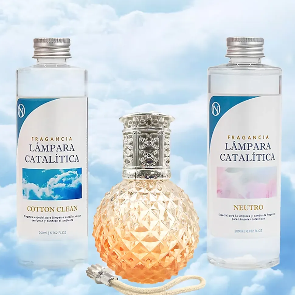 Pack économique Lampe Catalytique Orange Diamonds + Parfum Cotton Clean (200 ml) + Nettoyant Neutre (200 ml) + Mèche de Rechange