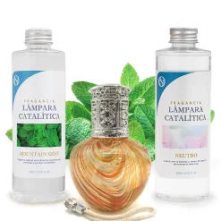 Pack économique Lampe Catalytique Orange Waves + Parfum Mountain Mint (200 ml) + Nettoyant Neutre (200 ml) + Mèche de Rechange