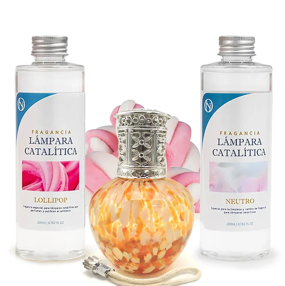 Pack économique Lampe Catalytique Drops Orange + Parfum Lollipop (200 ml) + Nettoyant Neutre (200 ml) + Mèche de Rechange
