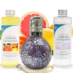 Pack économique Lampe Catalytique Mosaïque de minuit + Parfum Winter Citrus (200 ml) + Nettoyant Neutre (200 ml) + Mèche Rechange