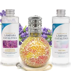 Pack économique Lampe Catalytique Mosaïque Bicolore + Lavender Expression (500 ml) + Nettoyant Neutre (200 ml) + Mèche de Rechange