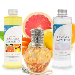 Pack économique Lampe Catalytique Drops Orange + Parfum Winter Citrus (200 ml) + Nettoyant Neutre (200 ml) + Mèche de Rechange