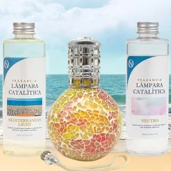 Pack économique Lampe Catalytique Mosaïque Bicolore + Mediterranean Light (200 ml) + Nettoyant Neutre (200 ml) + Mèche Rechange
