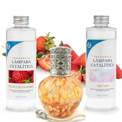 Pack économique Lampe Catalytique Drops Orange + Parfum Wild Strawberry (500 ml) + Nettoyant Neutre (200 ml) + Mèche de Rechange