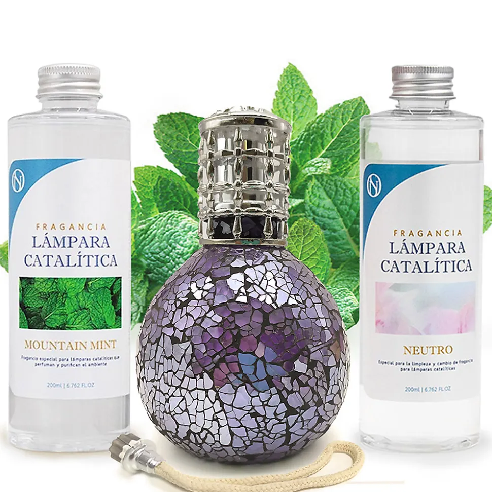Pack économique Lampe Catalytique Mosaïque de minuit + Parfum Mountain Mint (200 ml) + Nettoyant Neutre (200 ml) + Mèche Rechange