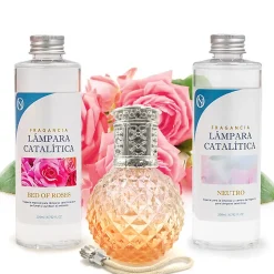 Pack économique Lampe Catalytique Orange Diamonds + Parfum Bed of Roses (500 ml) + Nettoyant Neutre (200 ml) + Mèche de Rechange