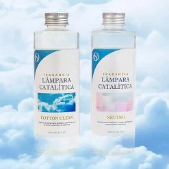 Pack économique Lampe Catalytique Bleu-Gris Mat + Parfum Cotton Clean (200 ml) + Nettoyant Neutre (200 ml) + Mèche de Rechange