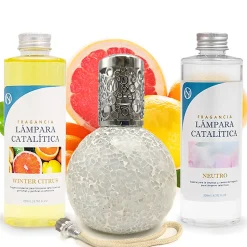 Pack économique Lampe Catalytique Mosaïque Blanc + Parfum Winter Citrus (200 ml) + Nettoyant Neutre (200 ml) + Mèche de Rechange