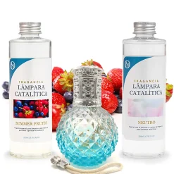 Pack économique Lampe Catalytique Blue Diamonds + Parfum Summer Fruits (500 ml) + Nettoyant Neutre (200 ml) + Mèche de Rechange