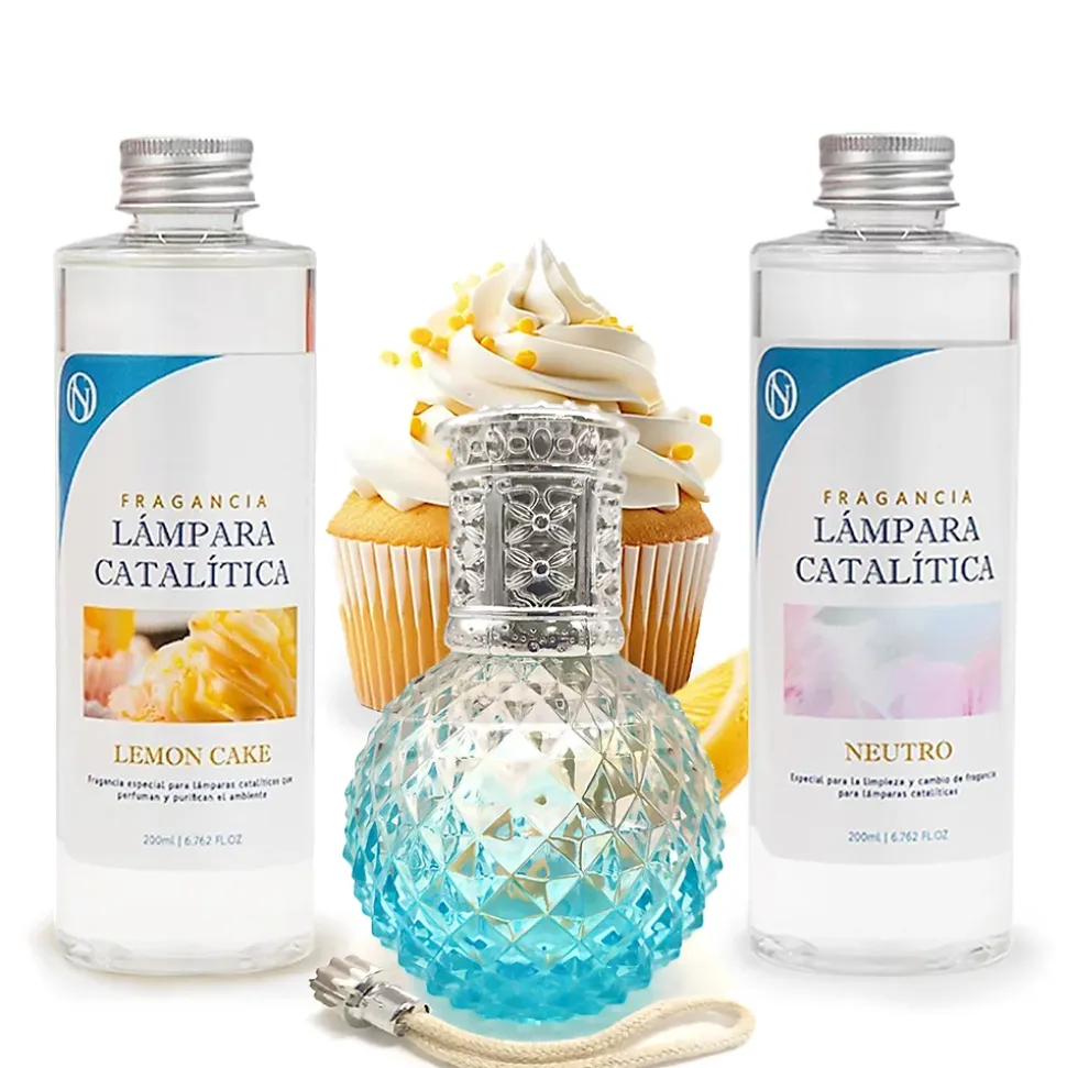 Pack économique Lampe Catalytique Blue Diamonds + Parfum Lemon Cake (500 ml) + Nettoyant Neutre (200 ml) + Mèche de Rechange