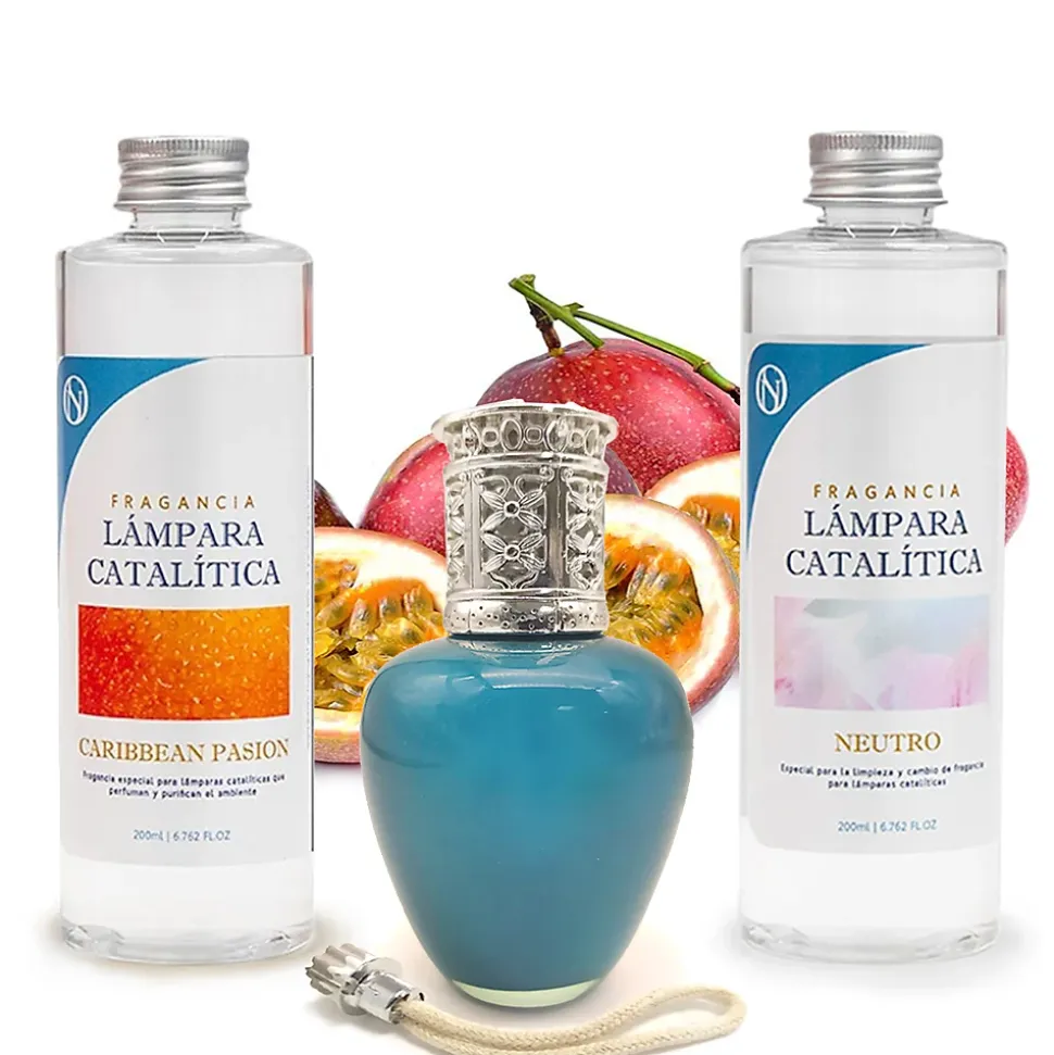 Pack économique Lampe Catalytique Aqua Marina + Parfum Caribbean Passion (200 ml) + Nettoyant Neutre (200 ml) + Mèche de Rechange