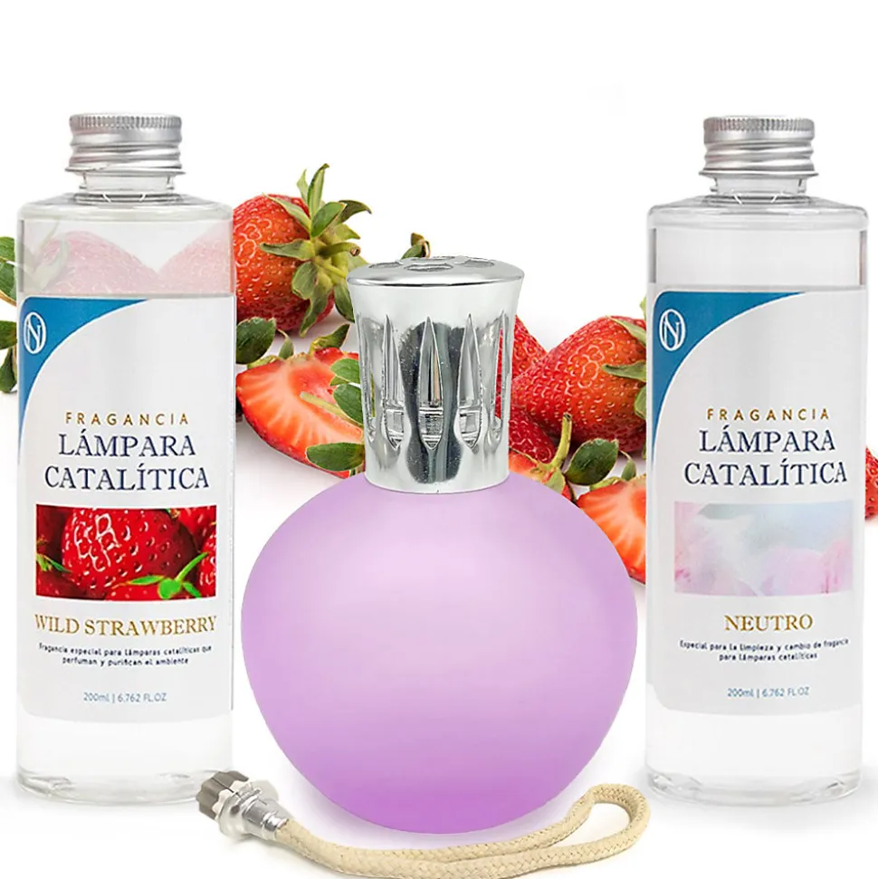 Pack économique Lampe Catalytique Fuchsia Mat + Parfum Wild Strawberry (200 ml) + Nettoyant Neutre (200 ml) + Mèche de Rechange
