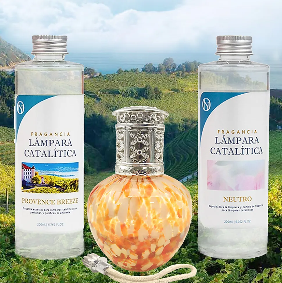 Pack économique Lampe Catalytique Drops Orange + Parfum Provence Breeze (200 ml) + Nettoyant Neutre (200 ml) + Mèche de Rechange