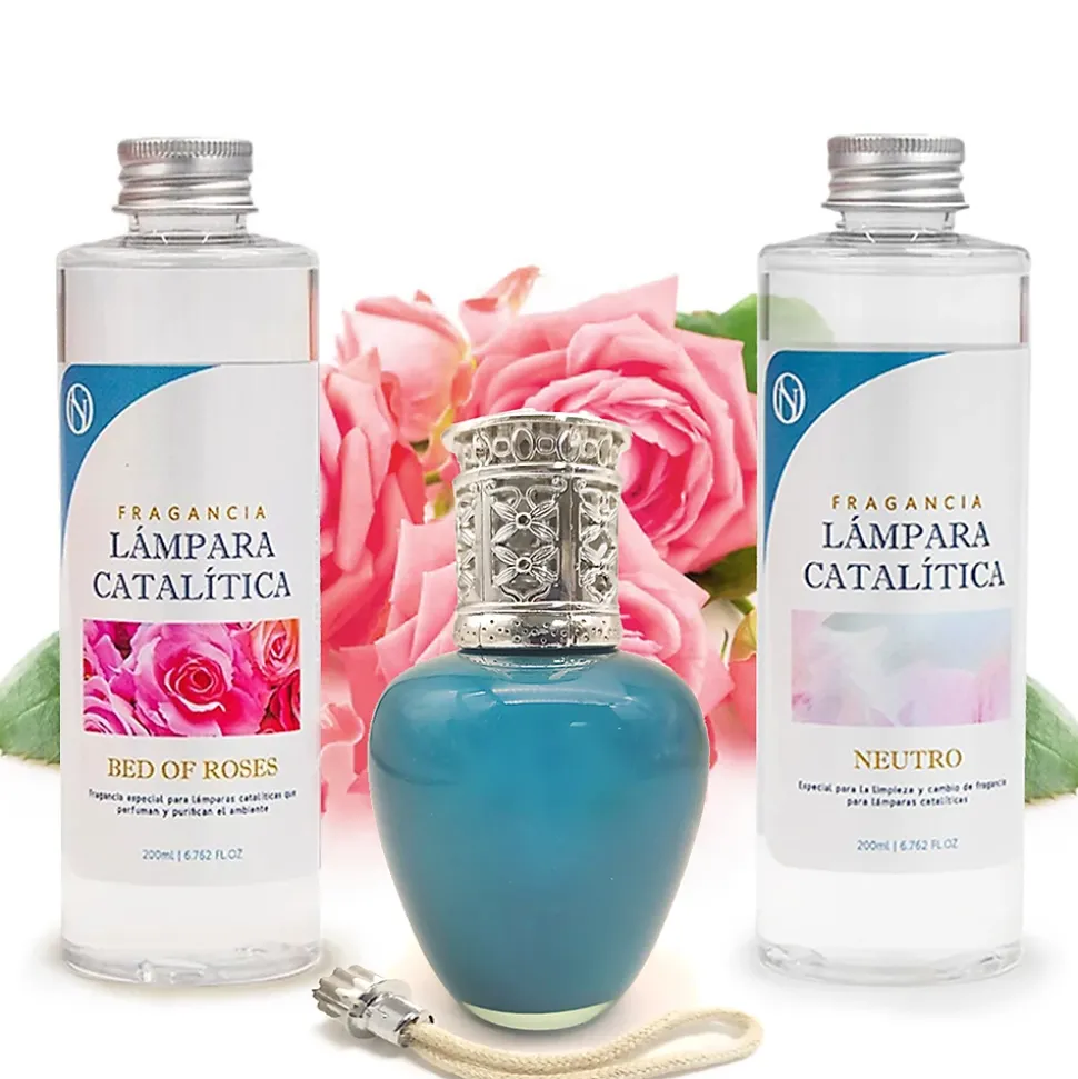 Pack économique Lampe Catalytique Aqua Marina + Parfum Bed of Roses (500 ml) + Nettoyant Neutre (200 ml) + Mèche de Rechange