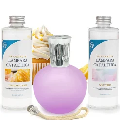 Pack économique Lampe Catalytique Fuchsia Mat + Parfum Lemon Cake (200 ml) + Nettoyant Neutre (200 ml) + Mèche de Rechange