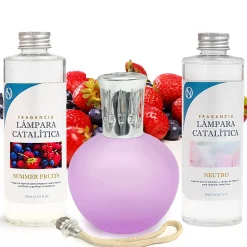 Pack économique Lampe Catalytique Fuchsia Mat + Parfum Summer Fruits (200 ml) + Nettoyant Neutre (200 ml) + Mèche de Rechange