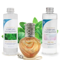 Pack économique Lampe Catalytique Orange Waves + Parfum Mountain Mint (500 ml) + Nettoyant Neutre (200 ml) + Mèche de Rechange